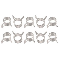 Spring Hose Clamp, 10pcs 65Mn Steel 8mm Low Pressure Air Clip, Nickel Plated