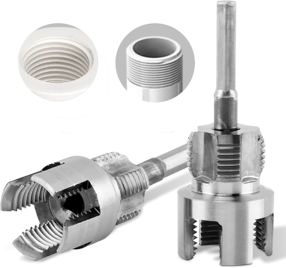 1/2&Prime; 3/4&Prime; NPT Pipe Threader Die Set 2 Piece Power Drill Drive Plumbing Repair Ki