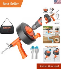 Durable 25ft Drain Auger with Carry Bag and Gloves &ndash; Ideal for Kitchen & Bath