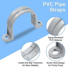 12Pcs 1-1/2 Inch PVC Pipe Straps, 2 Hole Conduit Pipe Clamps Supports, Gray