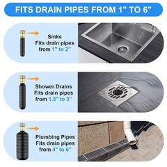 Devvicoo 3 PCS Drain Cleaning Bladder Kit, Fits 1&Prime; to 6&Prime; Pipes, Water Black