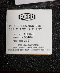 REED PIPE THREADING SET 6 Die 1/8&Prime;-1&Prime;; 3 Diestock 2&Prime;, 2.5&Prime; and 4&Prime;