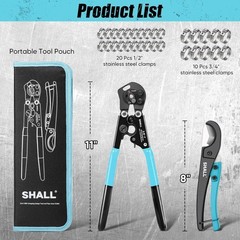 2-in-1 PEX Crimping Tool Kit Stainless Steel Clamps Pipe Fitting Repair