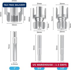 5 pcs Integrated Internal & External Pipe Threading Tool Kit with 1/2&Prime; 3/4&Prime; 1&Prime; D