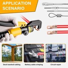 Hydraulic Crimping Tool With 9 Pairs Of Dies, 12 To 2/0 Awg, Yellow