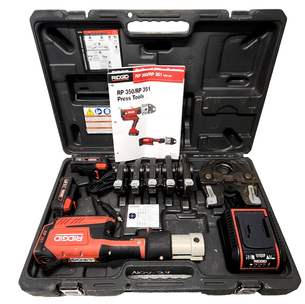 Ridgid 67178 RP 351 Batteries and Charger, Propress Jaws 1/2&Prime; &ndash; 2&Prime; Press Kit