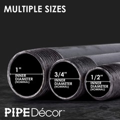 3/4&rdquo; x 30&rdquo; Black Steel Plumbing Pipe, Pre Cut, 3/4&Prime; x 30&Prime;, Gray
