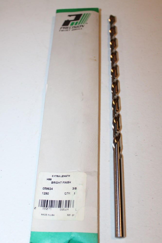PRECISION TWIST DRILL 059624 3/8&Prime; HSS JOBBER DRILL BIT 12&Prime;L &ndash; QTY OF 1 &ndash; NEW