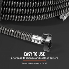 VEVOR Sectional Drain Cleaning Cable 66FTx5/8In & 7 Cutters for 0.8&Prime;-3.9&Prime; Pipes