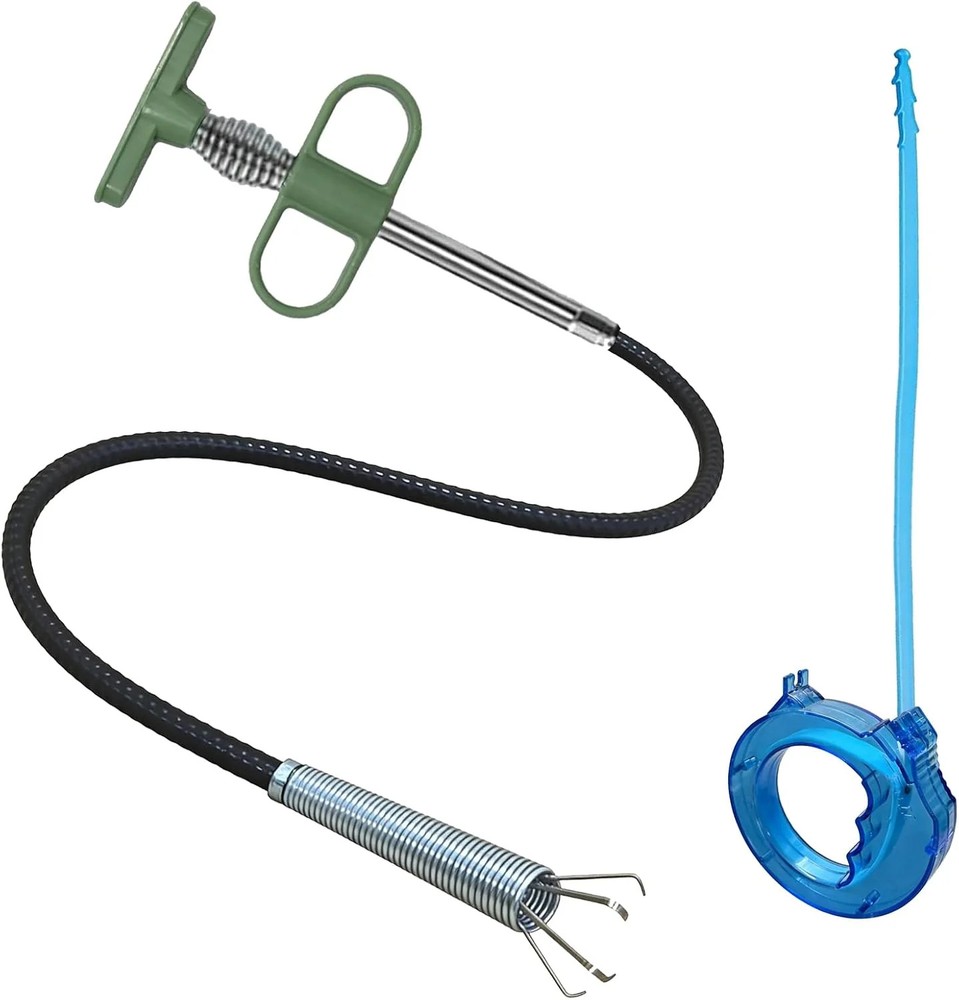 2-in-1 Drain Cleaning Tool Kit, 35&Prime; Flexible Plumbing Snake Grabber Tool with St
