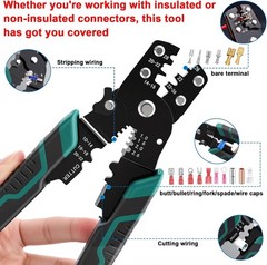 Multifunctional Wire Crimper, Stripper, and Cutter for Insulated/Bare Connectors