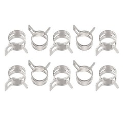 Spring Hose Clamp, 20pcs 65Mn Steel 10mm Low Pressure Air Clip, Nickel Plated