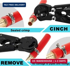 PEX Crimping Tool Kit, 2 in 1 Ratchet Pex Clamp Tool with Cinch & Removal Functi