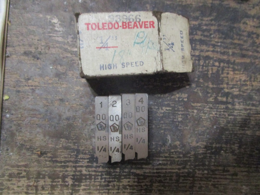 Super Nice Toledo-Beaver 999A Pipe Threader 4 Piece 1/4&Prime; Pipe Die Insert Set USA