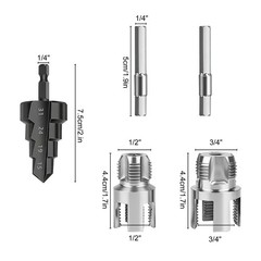 3x Internal & External Pipe Threading Tool 1/2&Prime;3/4&Prime; PPR Pipe Threader+Step Drill