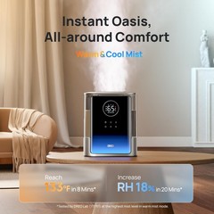 DREO 8L Smart Humidifier Large Room, 80H Runtime, Warm & Cool Mist, HM717S | &hellip;