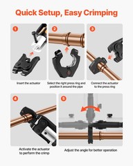 VEVOR 5PCS ProPress Pressing Kit 4PCS Press Rings 1/2&Prime; to 1-1/4&Prime; & R8 Actuator