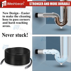 50FT 5800 PSI Sewer Jetter Nozzles Kit Pressure Washer Drain Cleaning Hose