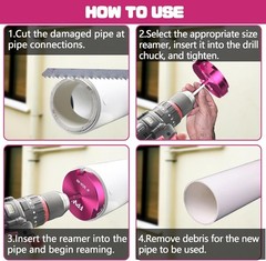 PVC Pipe Reamer Kit: Patent Design with 2 Replacement Inserts