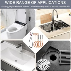 Hair Catcher Drain Auger Cleaner Tool Set &ndash; 3 &times; 53 Inch Sink Snake + 1 &times; 35 I&hellip;