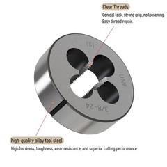 3/8&Prime;24 UNF Round Threading Die Right Hand Alloy Tool Steel Cut Repair
