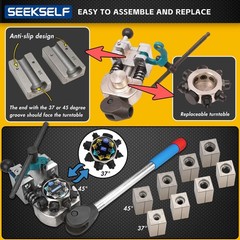 Professional Brake Line Flaring Tool Kit for 45 & 37 Degree Single, Double an&hellip;