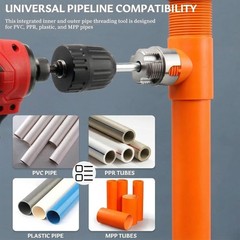 3Pcs PVC Pipe Threader Kit, 1/2&Prime; 3/4&Prime; 1&Prime; Internal & External