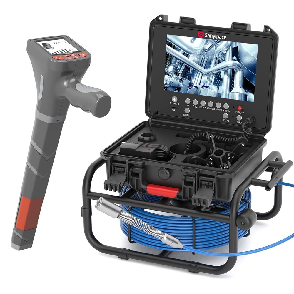 Sanyipace 9&Prime; Sewer Inspection Camera 20M with Self-leveling and 512Hz Locator
