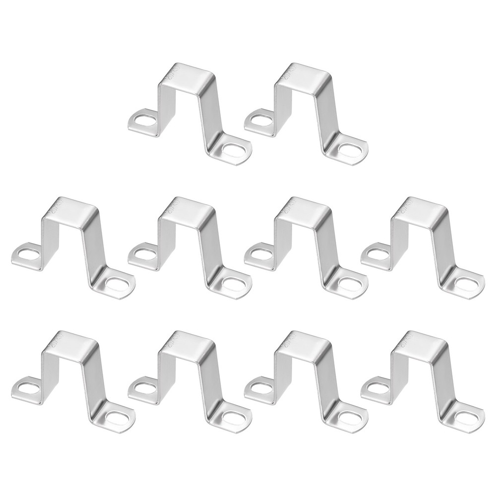 10pcs Square Pipe Clamp 20x40mm 304 Stainless Steel Tube Buckles, Silver