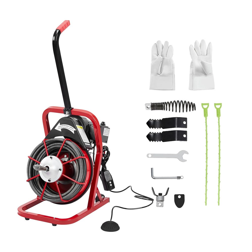 75FT x 1/2in Professional Electric Drain Cleaner Machine Drain Auger Auto Feed