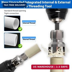 3PCS PVC Pipe Threader Tool Kit-1/2&Prime; 3/4&Prime; 1&Prime; Dual-Function Integrated Internal &