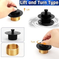Brass Bathtub Drain Kit, Lift and Turn Tub with Single Hole Black
