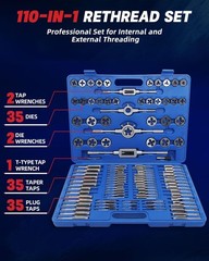 110PCS Tap and Die Set, Metric Tap and Die Rethreading Kit, Thread Chaser Set&hellip;