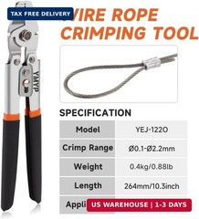 Up to 2.2mm Wire Rope Crimping Tool Kit, 99FT Stainless Steel Wire Rope (3 Sizes