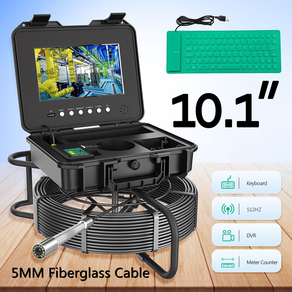 10.1&Prime; Pipe Sewer Drain Inspection Camera DVR Self-Leveling Endoscope system 80M