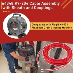 64348 Cable Assembly 5/16&Prime; x 70 ft for K9-204 Flexshaft Drain Cleaning Machine