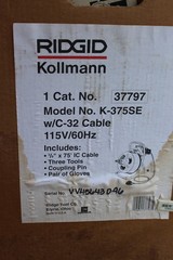 Ridgid K375, 1/3HP./115V Drum Drain Cleaning Machine w/C-32 Cable(75&prime;)