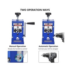 Manual Wire Stripper Machine, 0.06-1&Prime; Copper Peeler, Drill or Hand Crank Drive