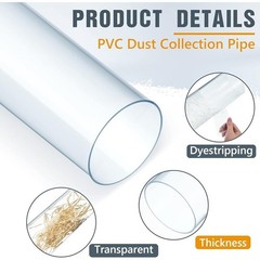 4 Sets Dust Collection Clear PVC Pipe 4 x 36 Inches Long Rigid Clear Tube