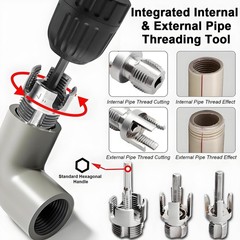 PVC Pipe Threading Tool Kit 3PCS 1/2 3/4 1in Internal External Threader