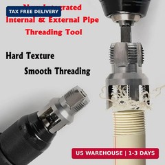 PVC Pipe Threader Kit, 2 Piece Set, 1/2&Prime; 3/4&Prime; NPT Sizes, Dual-Function Intern