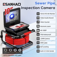 30M Pipe Inspection Camera w/ 512hz Locator Self Leveling Sewer Drain Camera 10&Prime;
