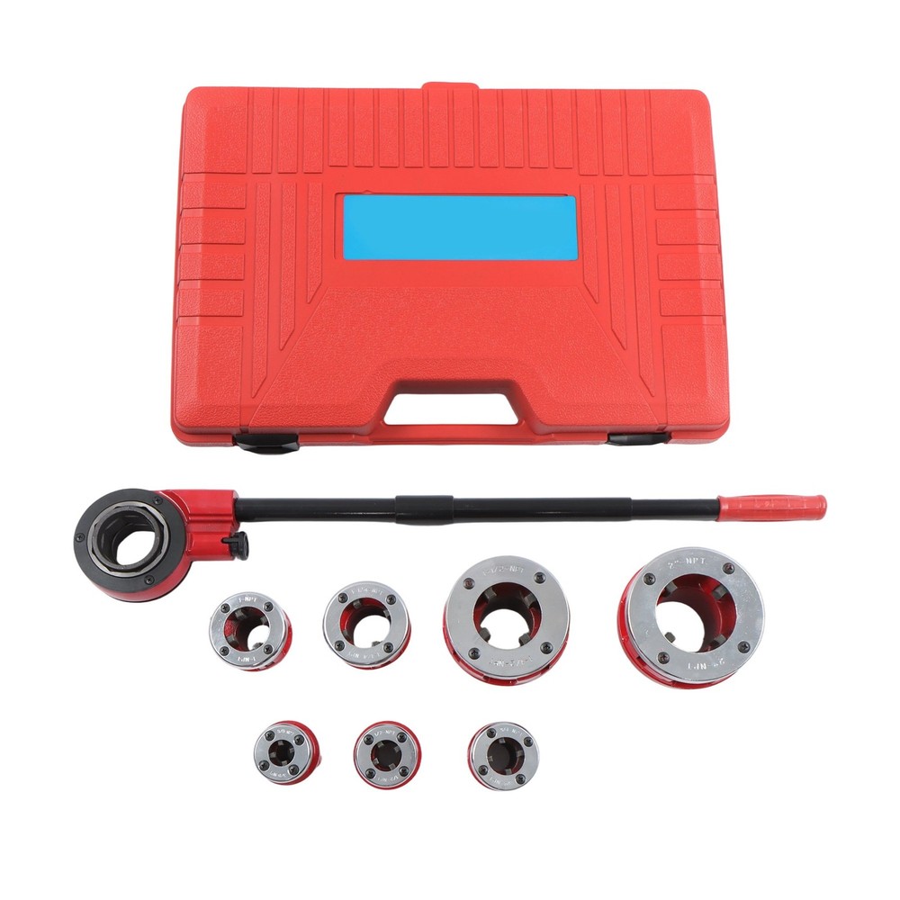 7 Size BSPT Pipe Threader W/ Handle Pipe Threader Threading 3/8&Prime; To 2&Prime; Dies Set