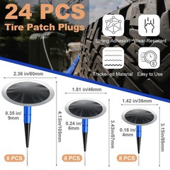 Tire Repair Patch Tool Kit Includes 24PCS Tire Patch Plugs(1.42&Prime;&1.81&Prime;&2.36&Prime;)&hellip;