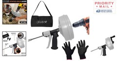 50m Drain Auger Manual or Drill Powered Plumbing Snake with Gloves Bag Included