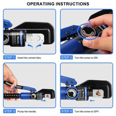 Solsop Hydraulic Crimping Tool 10 Ton with 9 Hex-Dies, 12-2/0 AWG, Blue