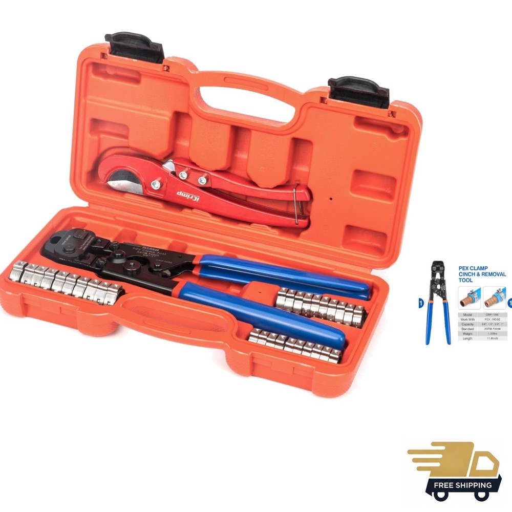Versatile PEX Clamp Tool Kit with Tubing Cutter &ndash; 33-Piece Set for Professionals