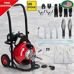 Electric Drain Cleaner Machine 100FT x 3/8 Inch Plumbing Snake Sewer Auger
