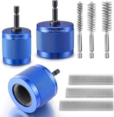 1/2&Prime;, 3/4&Prime;, 1&Prime; Copper Pipe Cleaner for Drill Set Includes External Stainless Ste