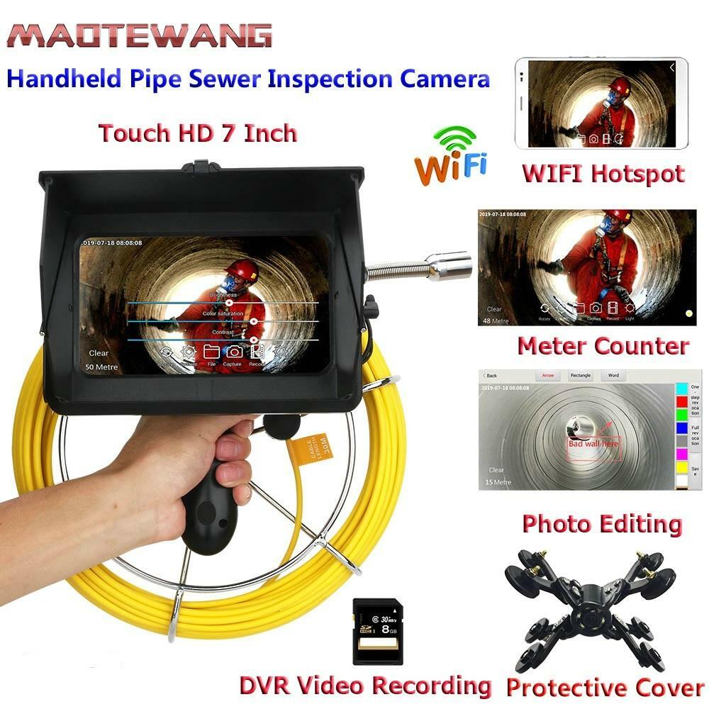 7&Prime; Touch LCD Handheld Industrial Pipe Sewer Inspection WIFI Video Camera DVR 10M